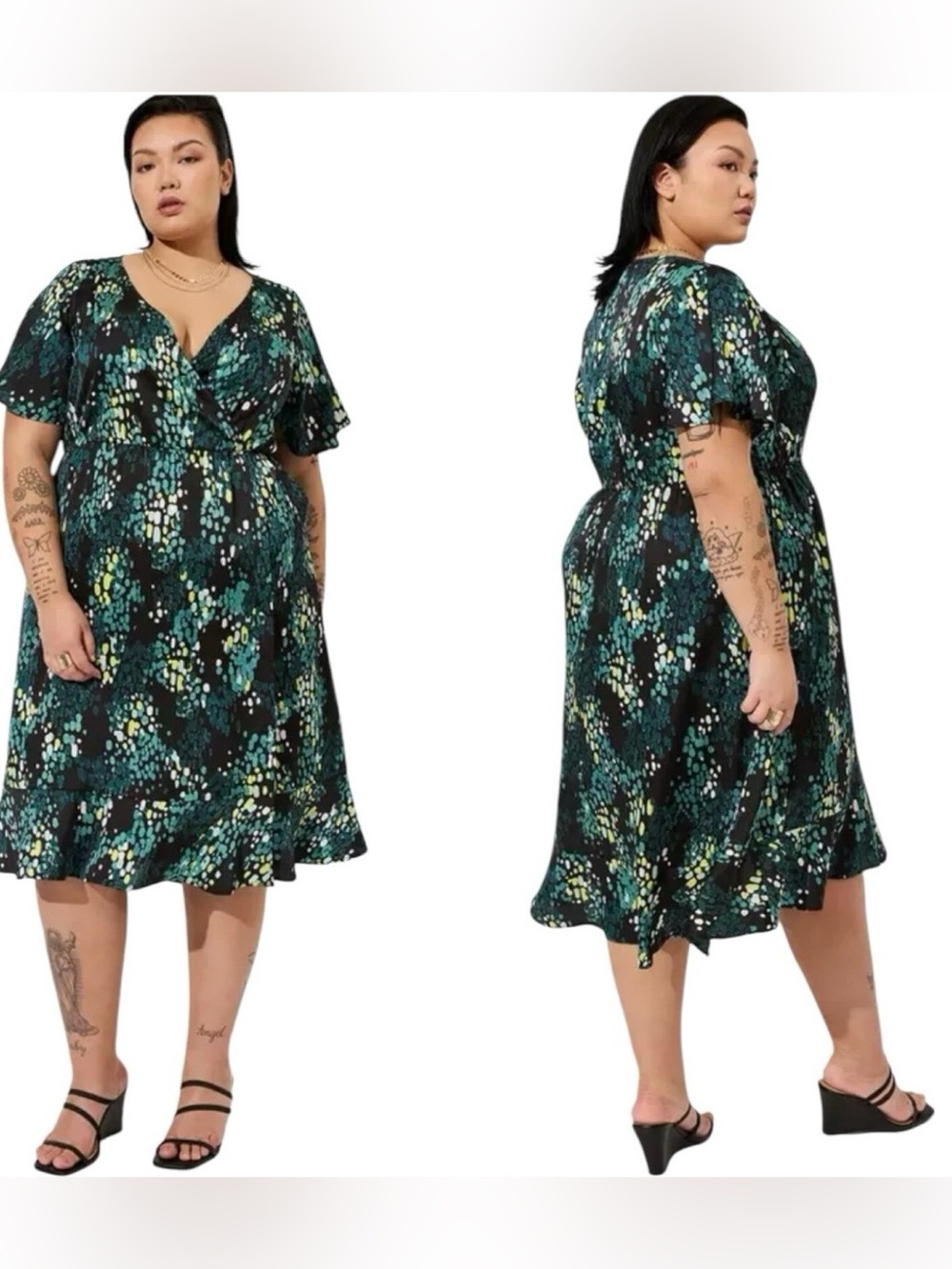 TORRID Midi Bubble Charm Flutter Sleeve Wrap Dress Size 2 2X
